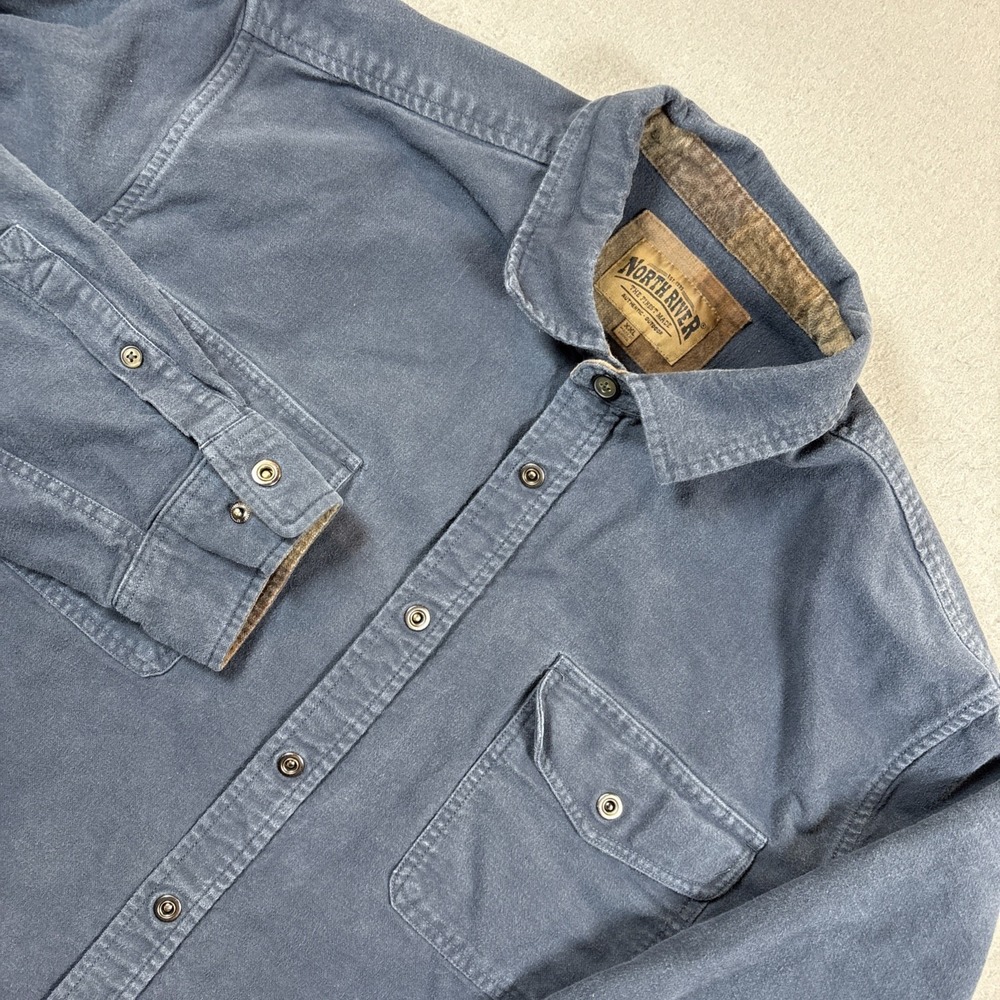North River Outfitters Men's Blue Long Sleeve snap up pockets XXL shirt